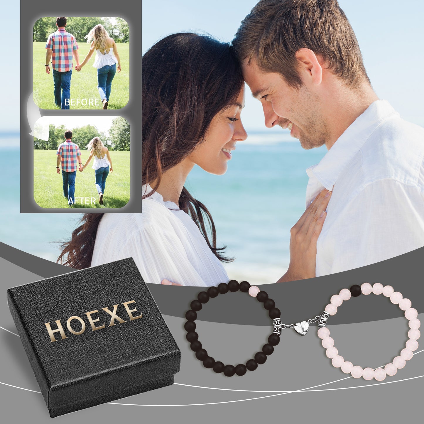 HOEXE Couple Link Bracelet Men and Women Link Hand Decoration Accessories Comfortable and Durable Bracelet