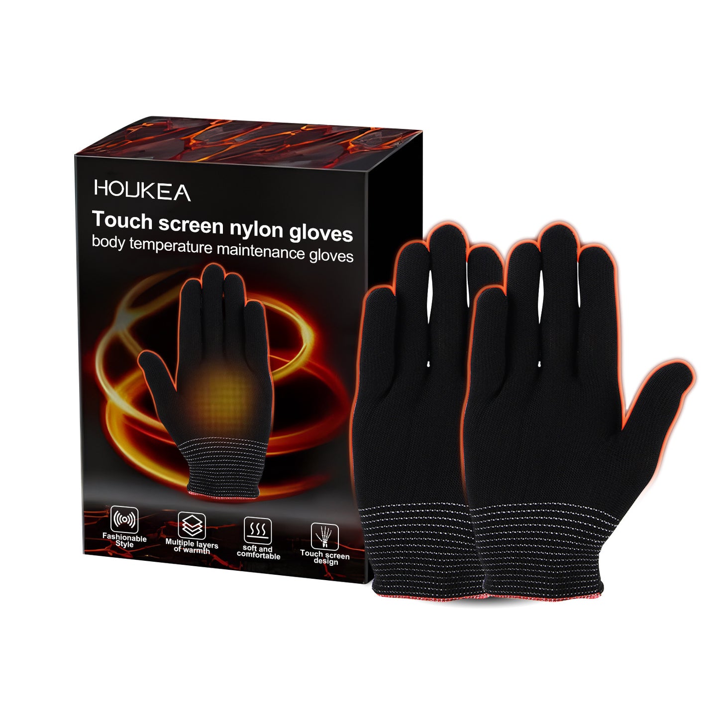 Houkea Nylon Gloves Winter Outdoor Sports Skiing Cold-proof Hand Care Massage Heating Warm Gloves