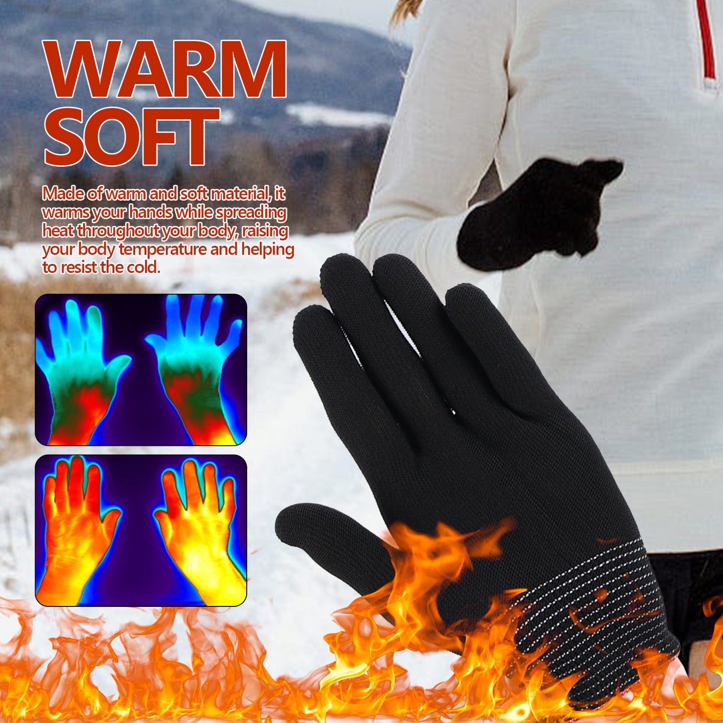 Houkea Nylon Gloves Winter Outdoor Sports Skiing Cold-proof Hand Care Massage Heating Warm Gloves