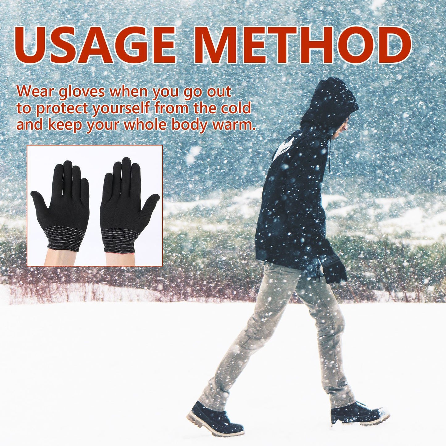 Houkea Nylon Gloves Winter Outdoor Sports Skiing Cold-proof Hand Care Massage Heating Warm Gloves