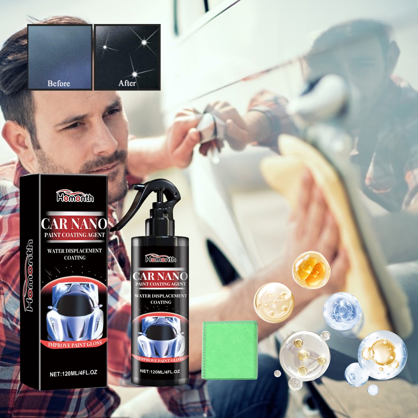 Homonth automobile nano-spray curing paint surface decontamination and brightening automobile coating coating spray universal for all vehicles