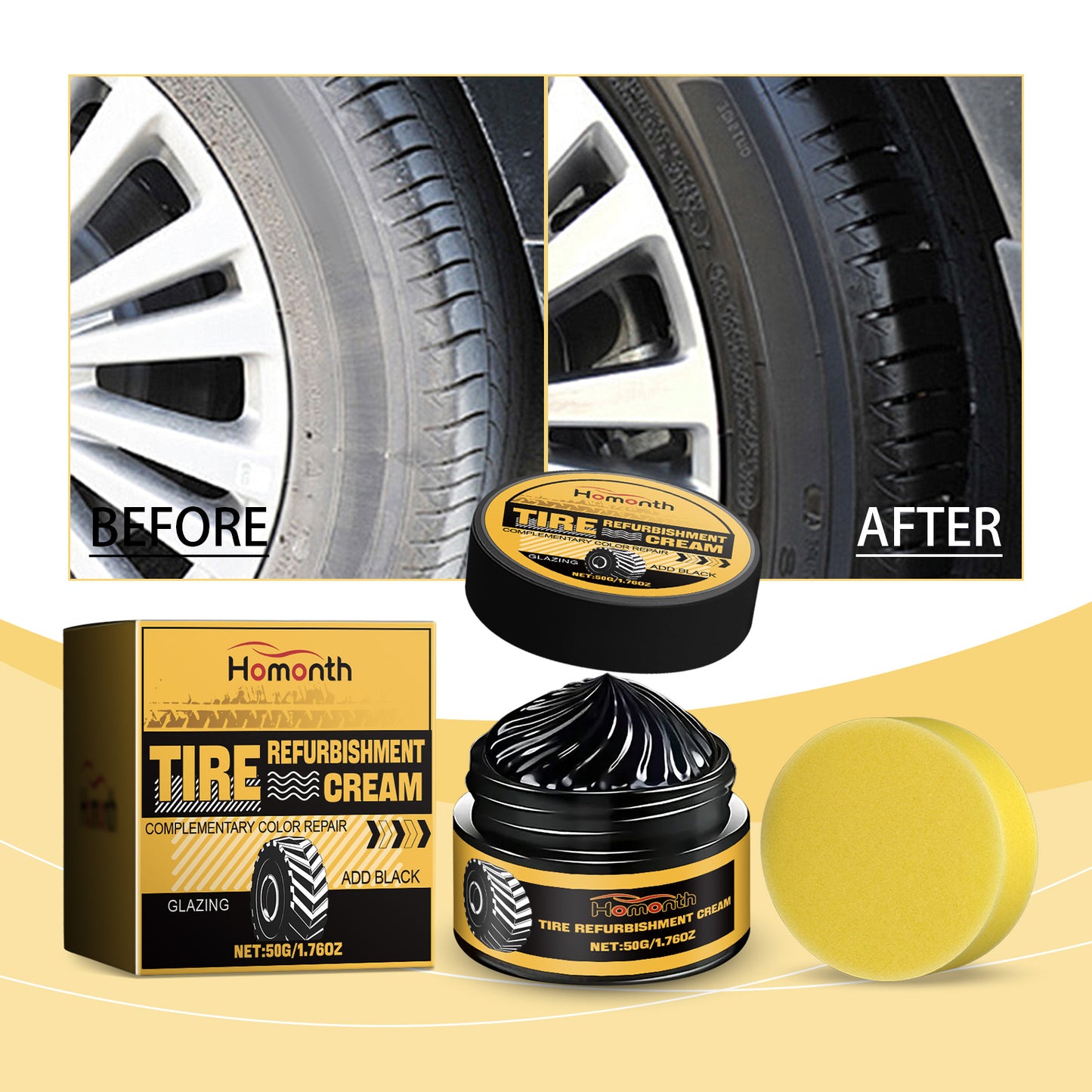 Homonth car tire retreading paste tire cleaning rust polishing brightening waterproof antifouling wheel retreading paste