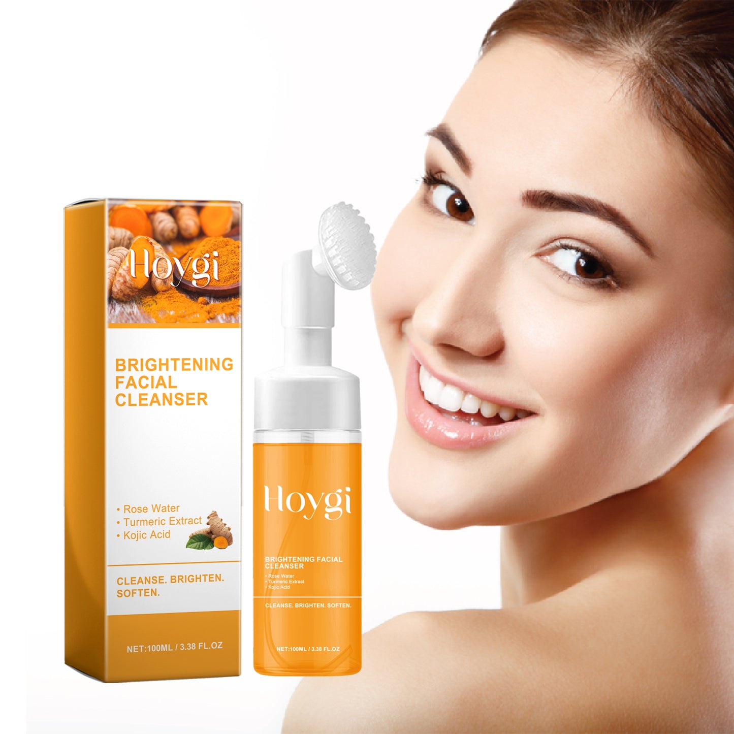 Hoygi Turmeric Facial Cleanser Deep Cleansing Facial Skin Fades Acne Mark Pockmarks Moisturizing Whitening Skin
