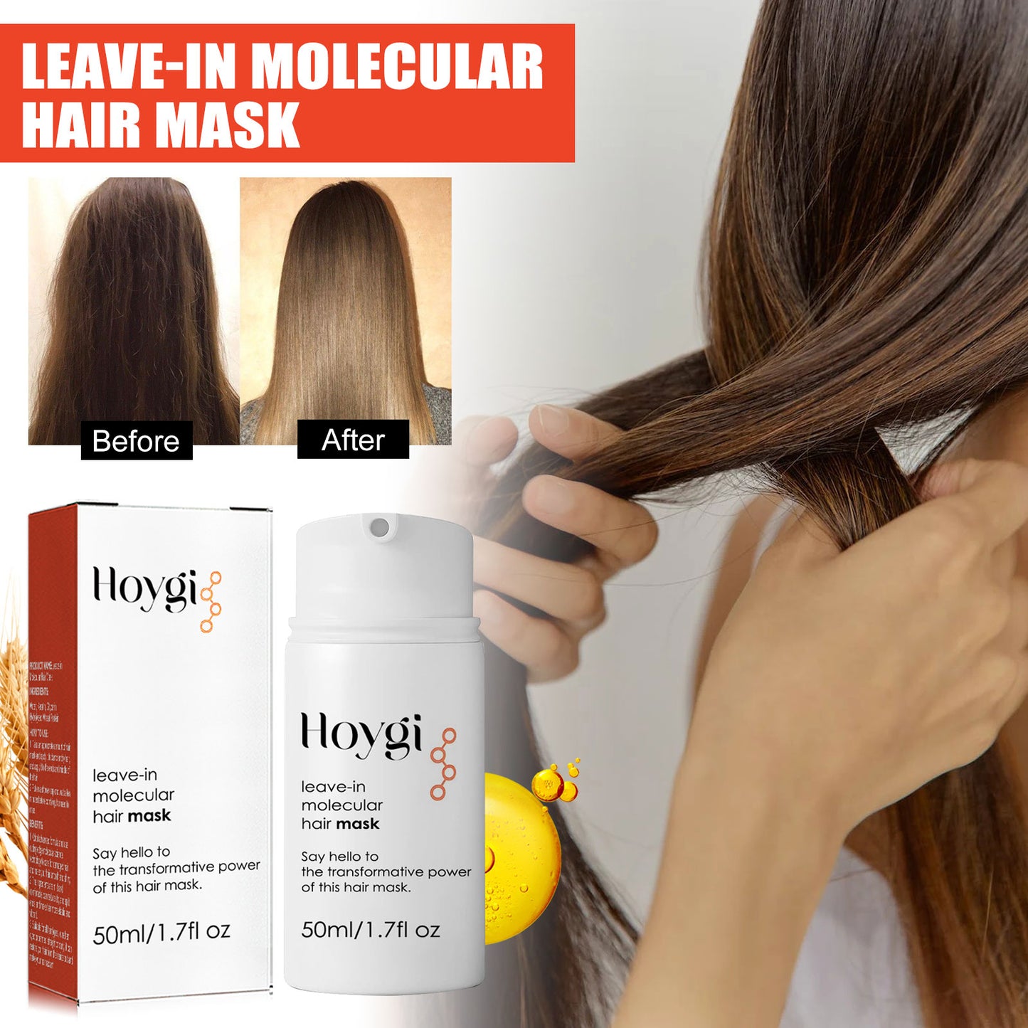 Hoygi Wash-Free Hair Care Mask for Repair of Hair Tail, Perm and Dye Damage, Dry and Fragrant, Soft and Lasting Hair Care Mask