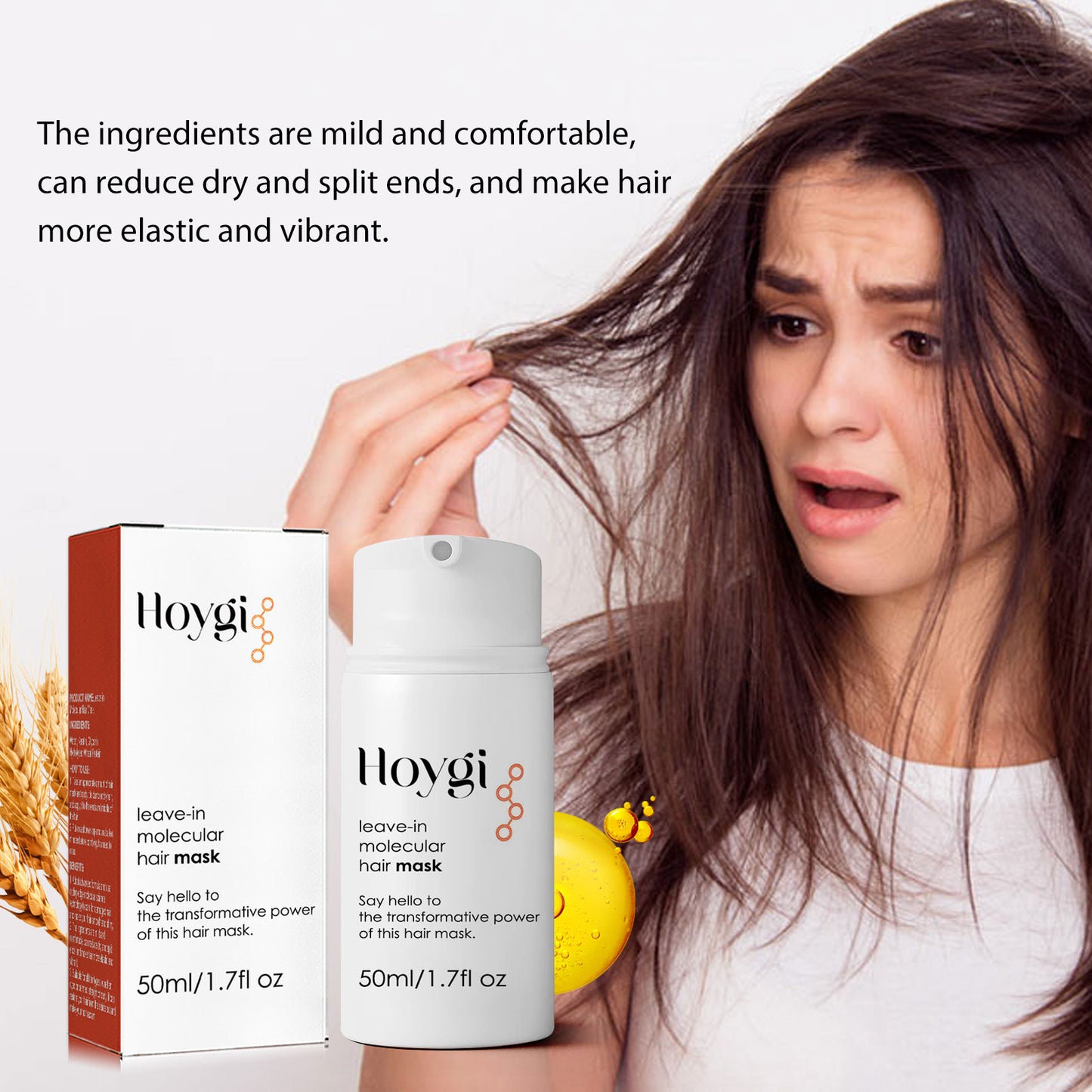 Hoygi Wash-Free Hair Care Mask for Repair of Hair Tail, Perm and Dye Damage, Dry and Fragrant, Soft and Lasting Hair Care Mask