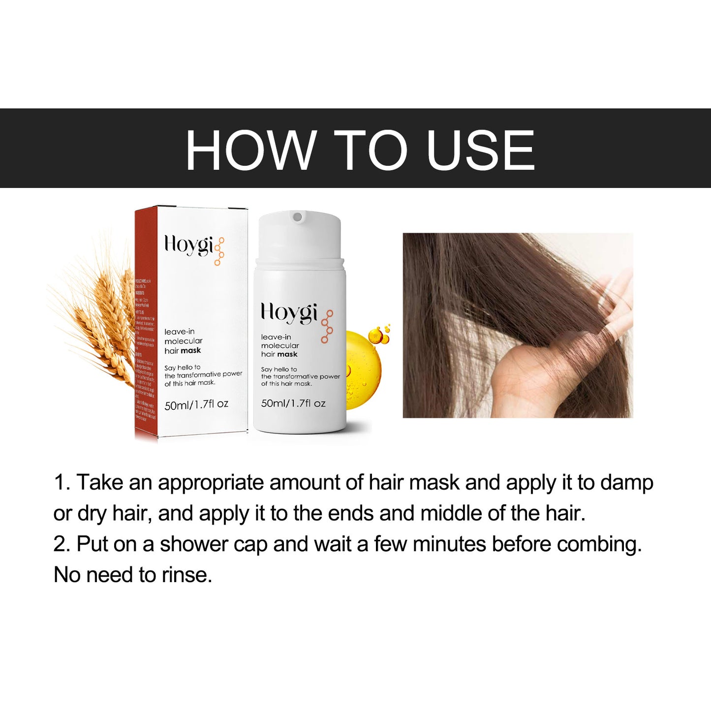 Hoygi Wash-Free Hair Care Mask for Repair of Hair Tail, Perm and Dye Damage, Dry and Fragrant, Soft and Lasting Hair Care Mask