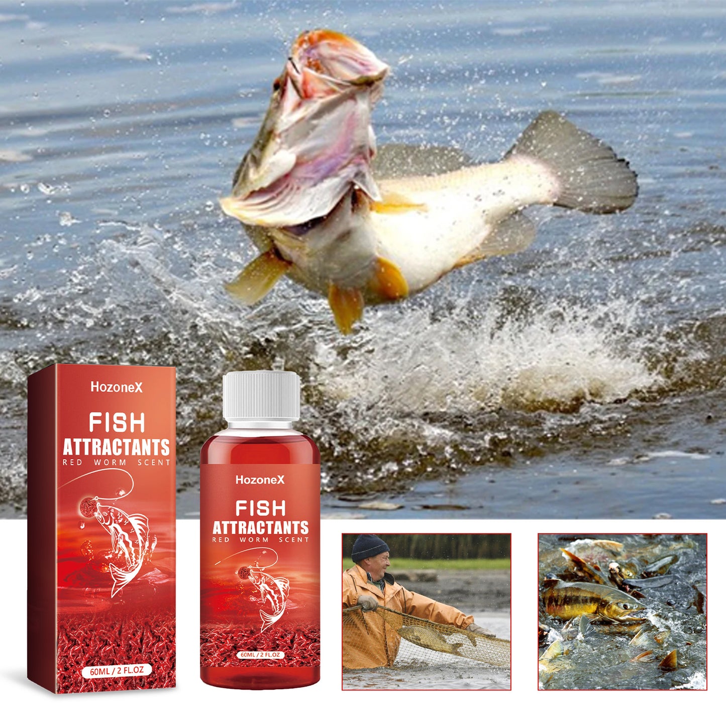 HozoneX fish attractant concentrated fishing comprehensive bait fast nesting red worm liquid thick fishy fish attractant opening agent