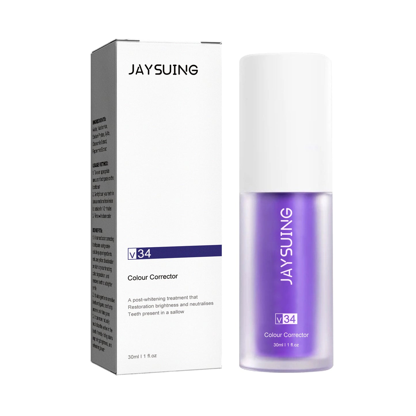 Jaysuing V34 Purple Toothpaste Cleaning Bad Mouth Tooth Stains Whitening Tooth Care Toothpaste