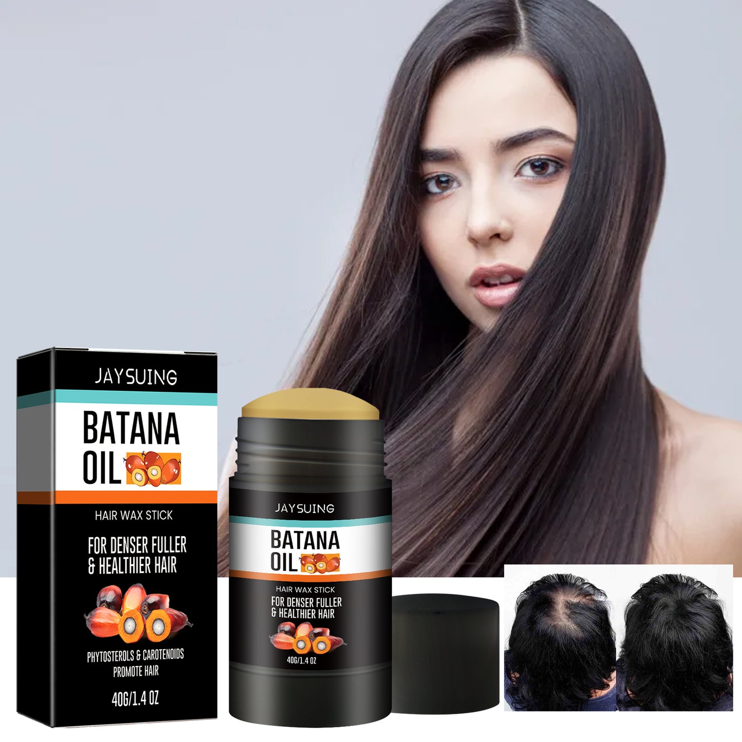 Jaysuing Batana Hair Wax Stick Styling Long-lasting Shaping Hair Cam Fluffy Natural Gloss Hair Wax Stick