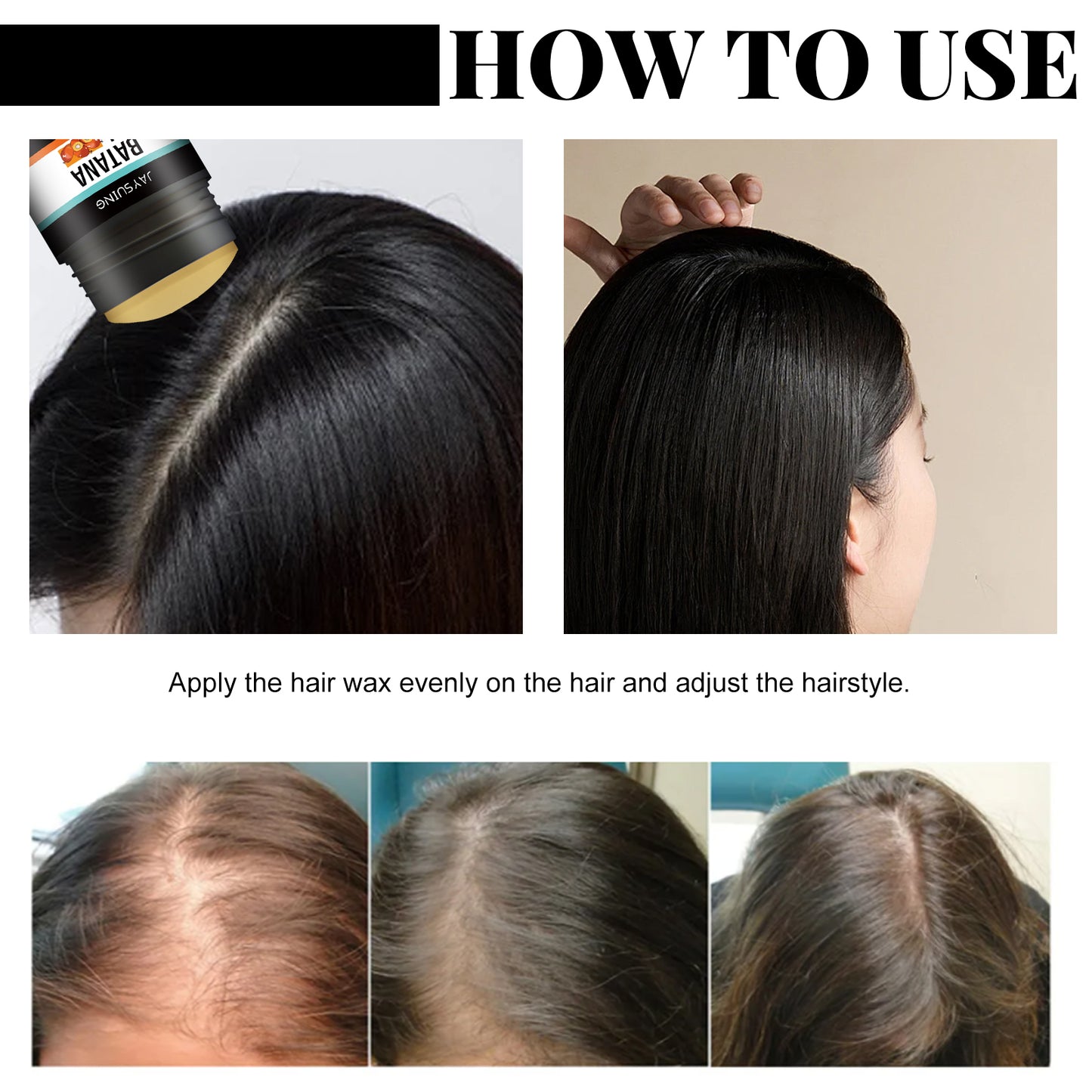 Jaysuing Batana Hair Wax Stick Styling Long-lasting Shaping Hair Cam Fluffy Natural Gloss Hair Wax Stick