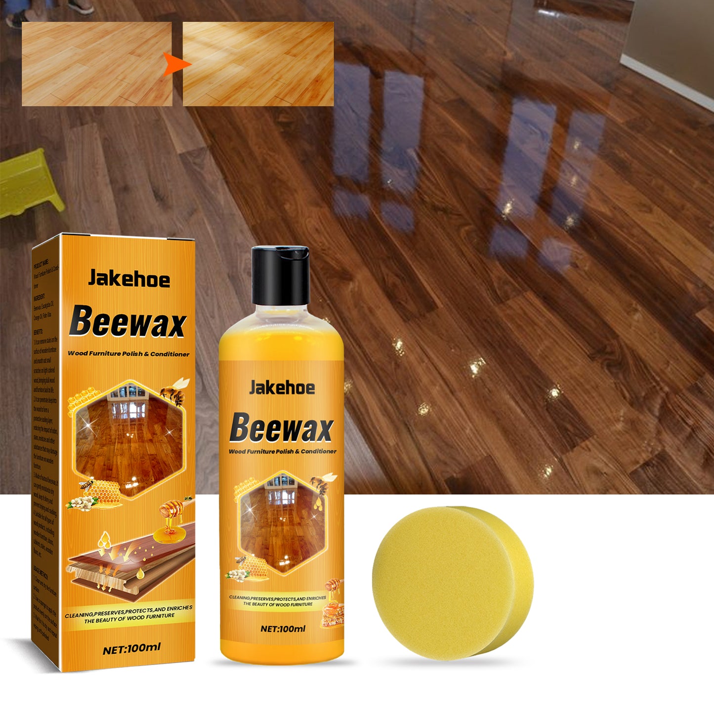 Jakehoe Floor Cleaner Household Wooden Floor Protection Cleaning Wax Decontamination Dust Brightening Gasing
