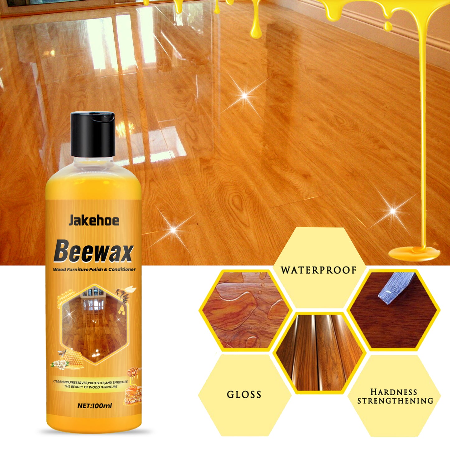 Jakehoe Floor Cleaner Household Wooden Floor Protection Cleaning Wax Decontamination Dust Brightening Gasing