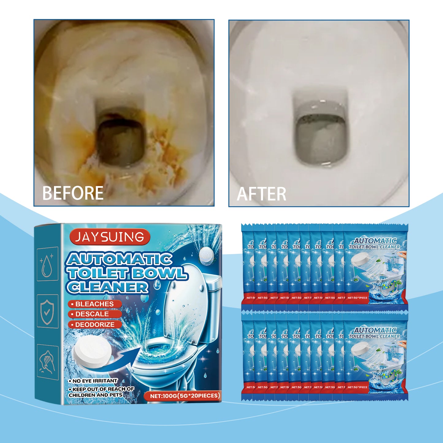 JAYSUING toilet cleaning tablets toilet easy cleaning decontamination efficient descaling deodorant cleaning toilet effervescent tablets
