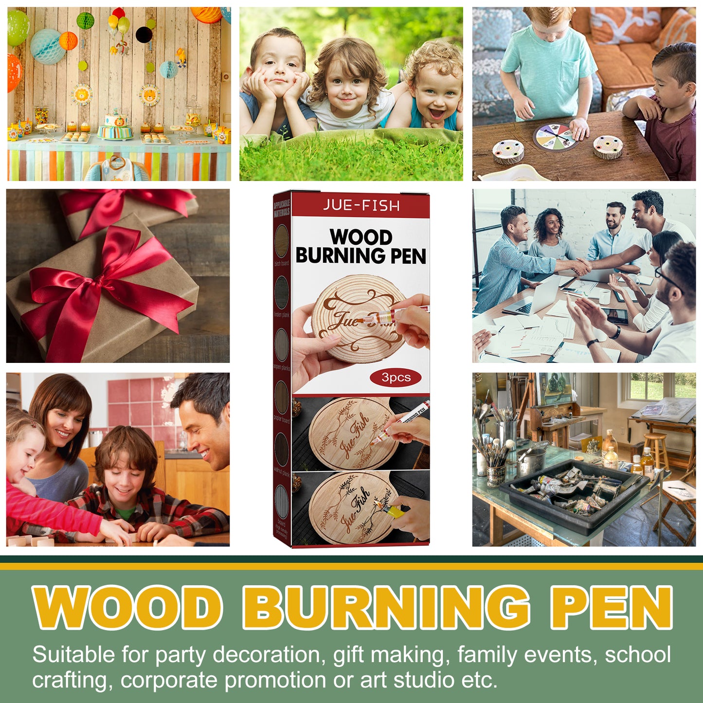 Jue-Fish Wood Burning Pen Set Wood Marker Children DIY Brush Burning Wood Marker Pen suit