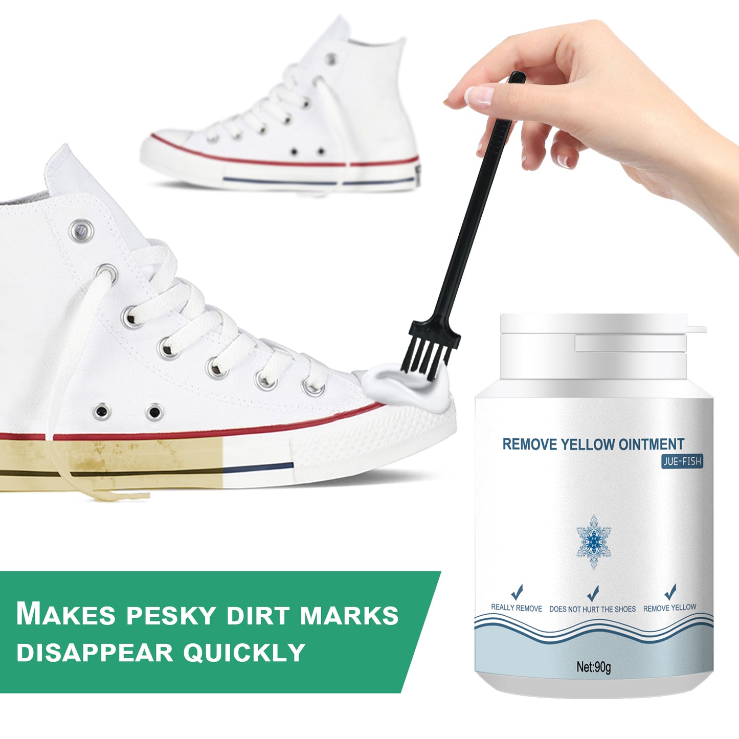 Jue-Fish Shoes Stain Removal Yellow Gel Oxidation Cleaning Stain Yellow Edge Wash-Free Gel White Shoes