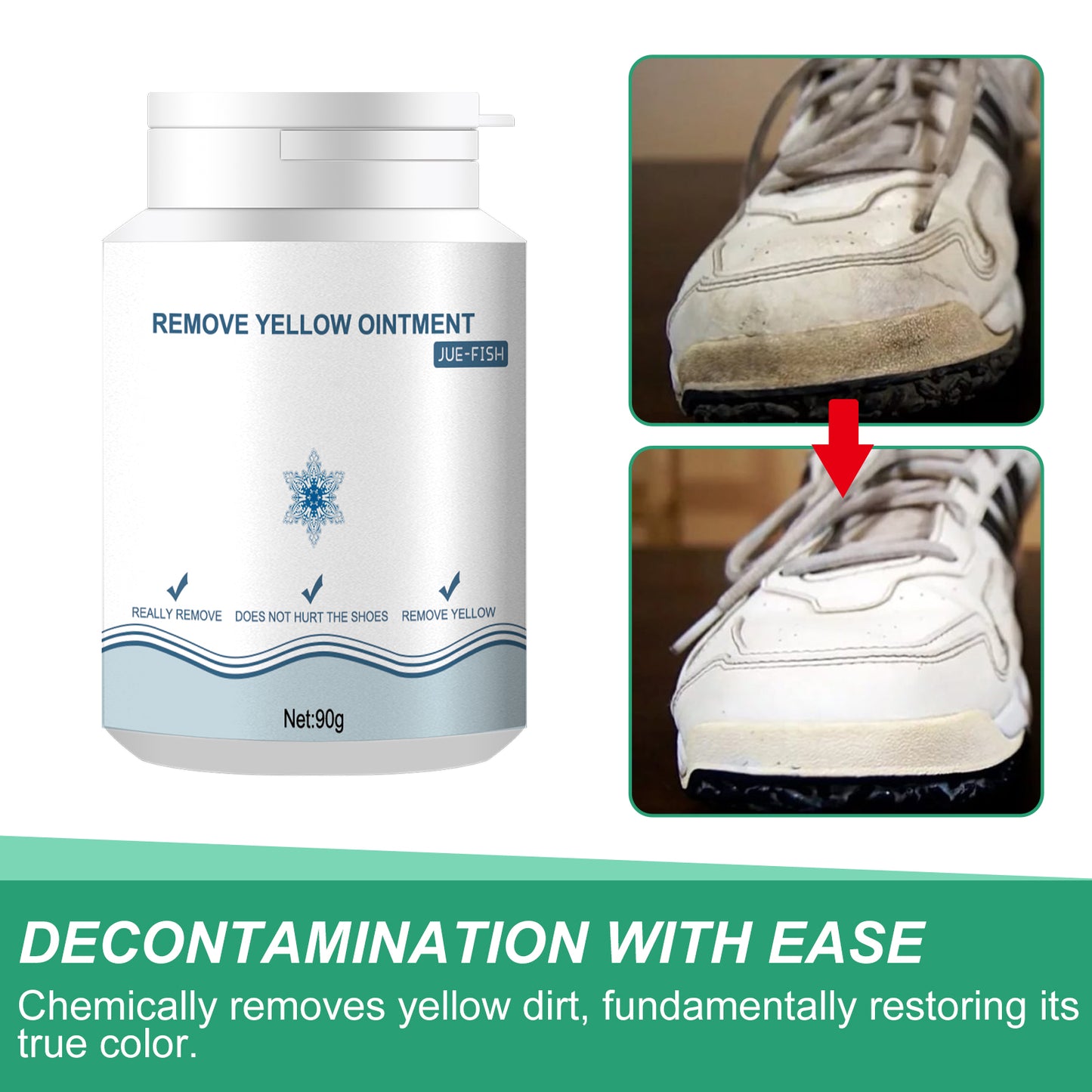Jue-Fish Shoes Stain Removal Yellow Gel Oxidation Cleaning Stain Yellow Edge Wash-Free Gel White Shoes