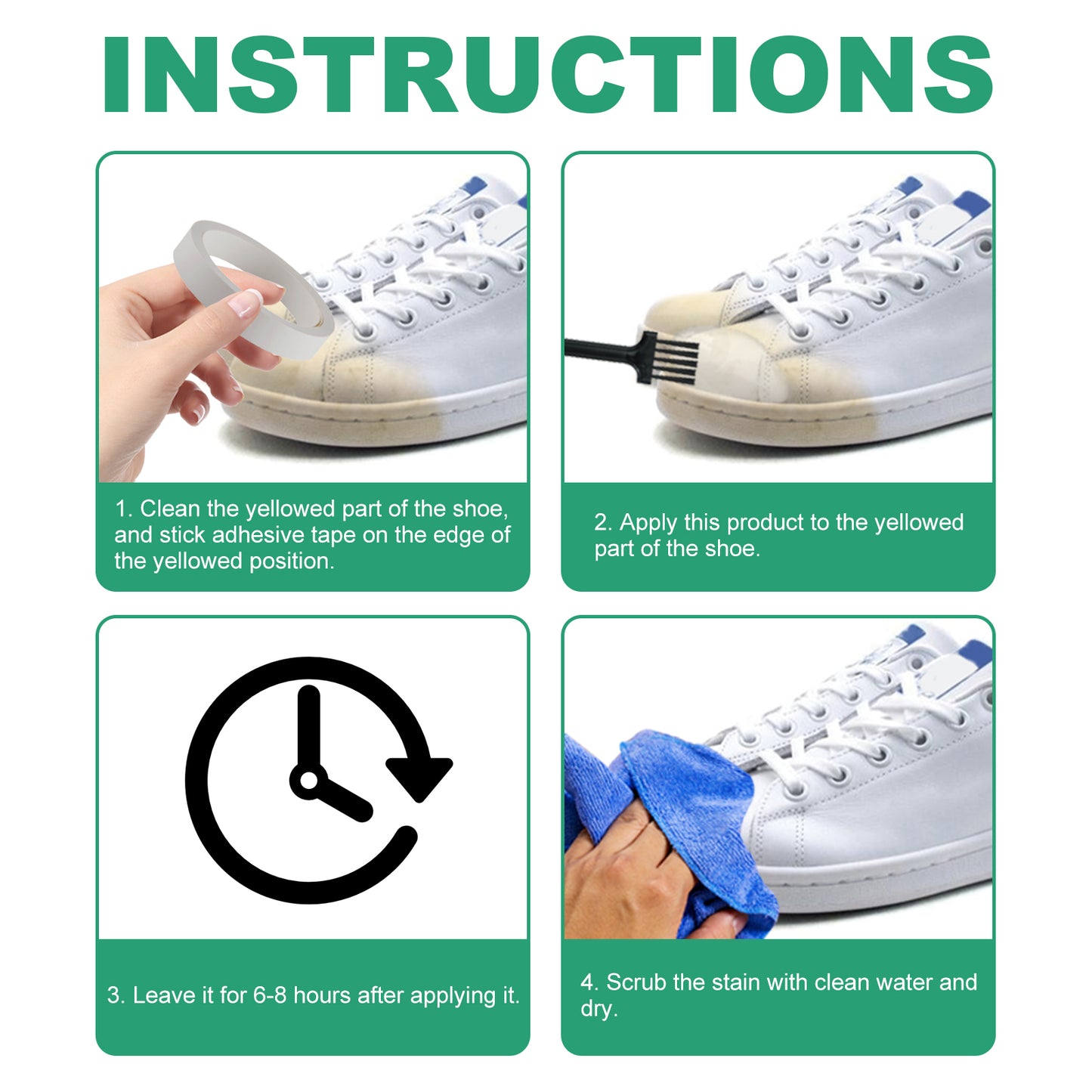 Jue-Fish Shoes Stain Removal Yellow Gel Oxidation Cleaning Stain Yellow Edge Wash-Free Gel White Shoes