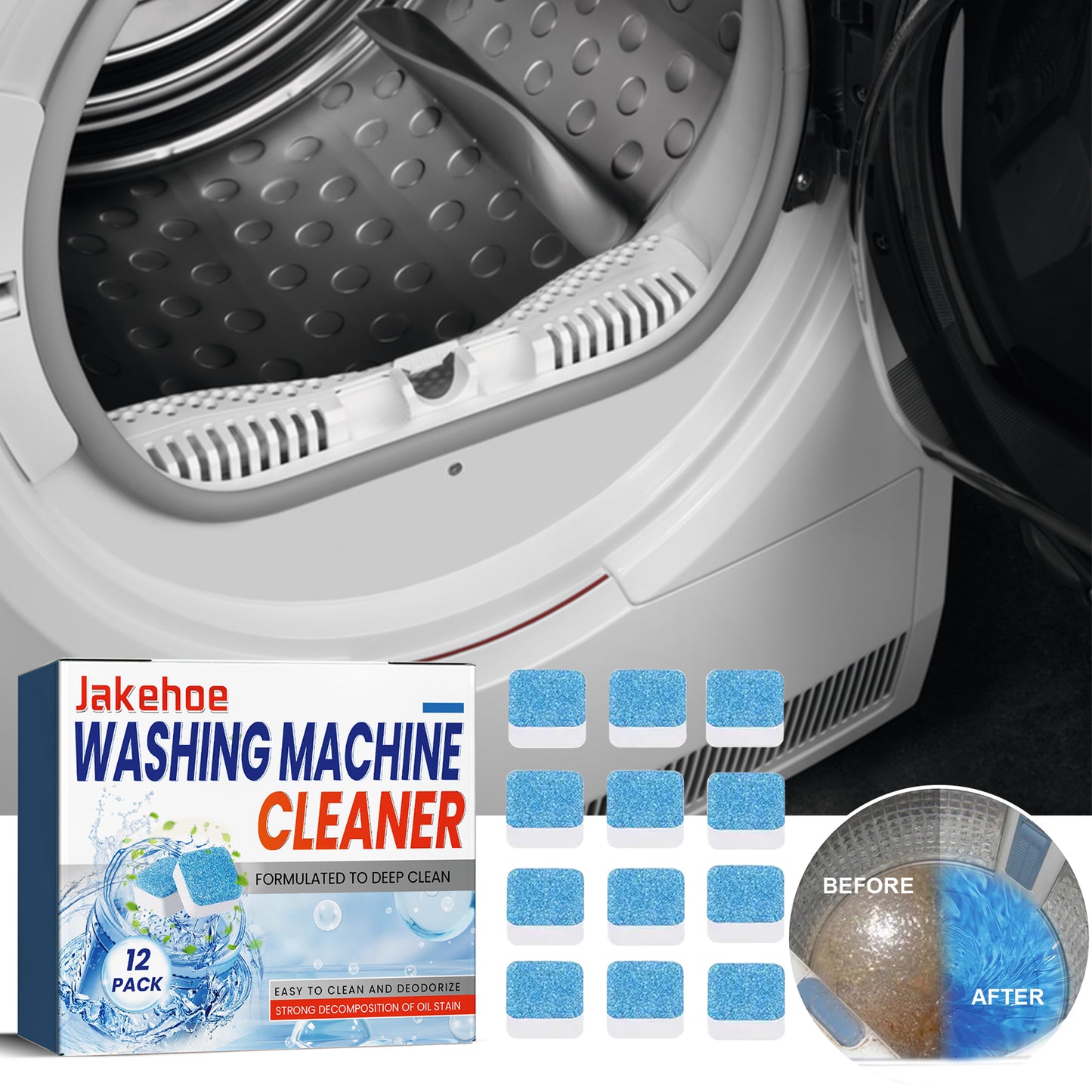 Jakehoe washing machine cleaning sheet drum type water tank washing machine cleaning odor dirt clean smell cleaning sheet