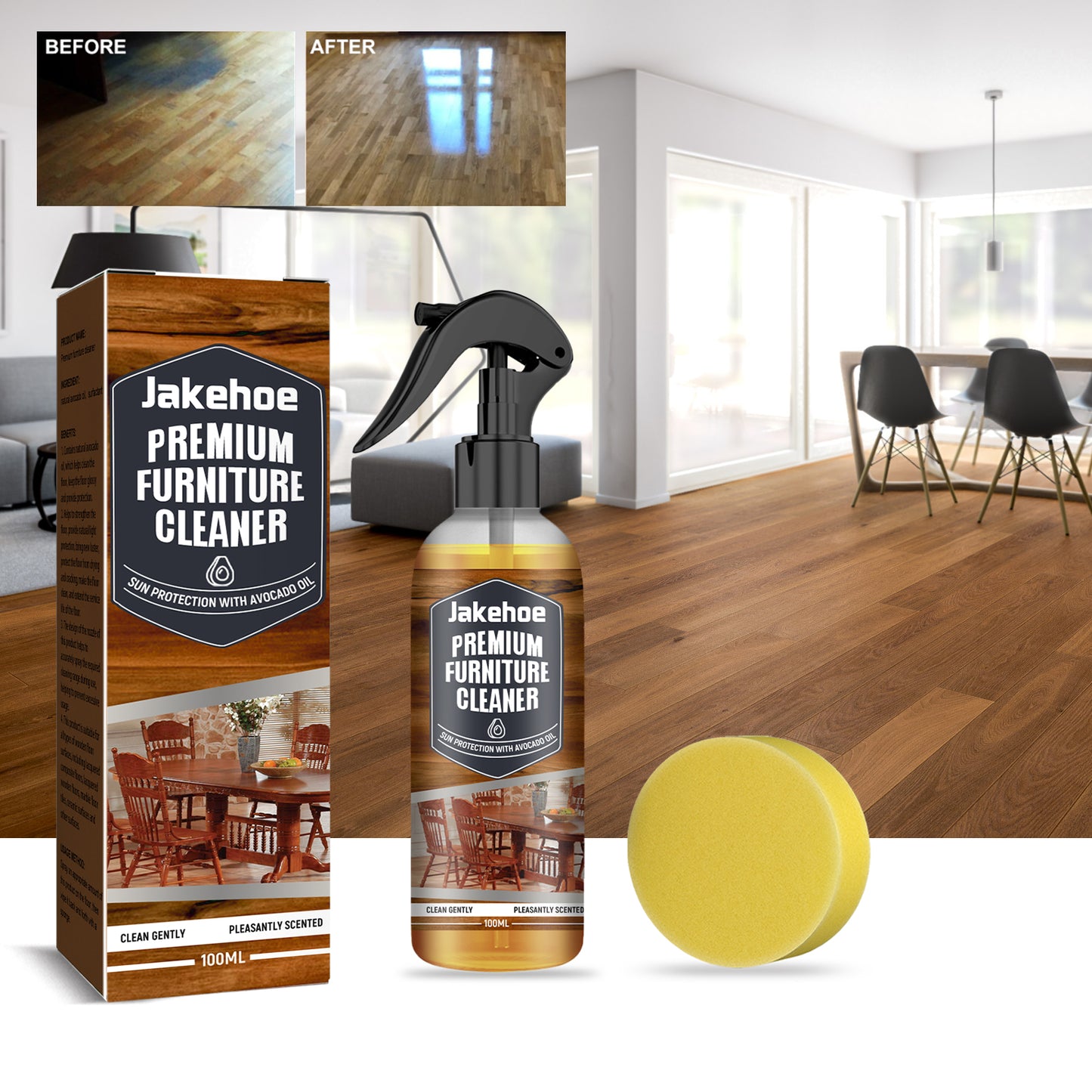 Jakehoe Floor Cleaner Wooden Floor Marble Floor Strong Decontamination Brightening Polishing Cleaner