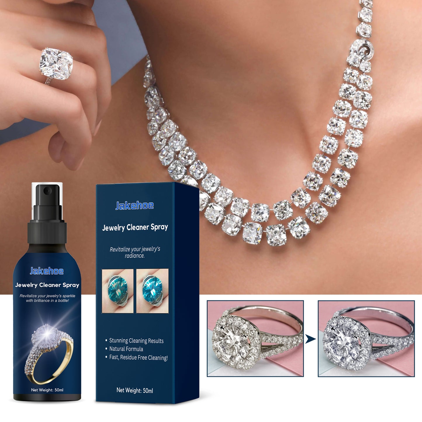 Jakehoe Jewelry Cleaner Necklace Jewelry Gold Jewelry Blackening Decontamination Anti-oxidation Maintenance Cleaner