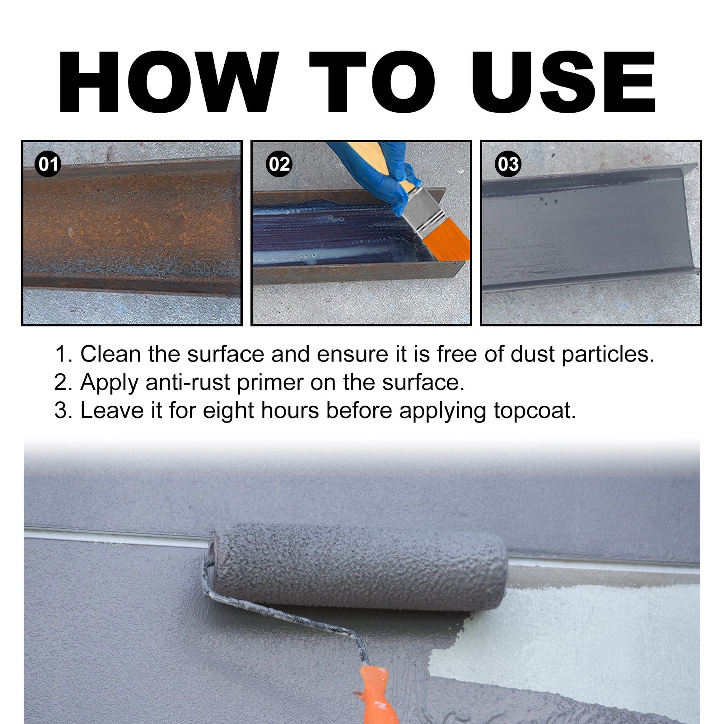 Jakehoe anti-rust conversion primer iron door metal gear bracket rust stair handrail anti-corrosion rust remover