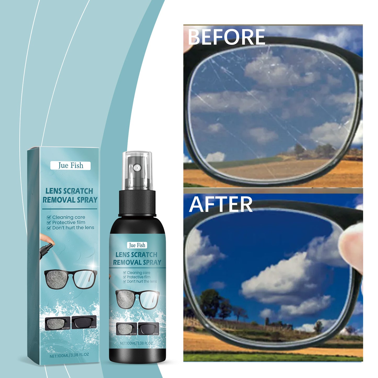 Jue-Fish Lens Scratch Remover Repair Grinding Scratch Refurbished Glasses Glass Blur Cure