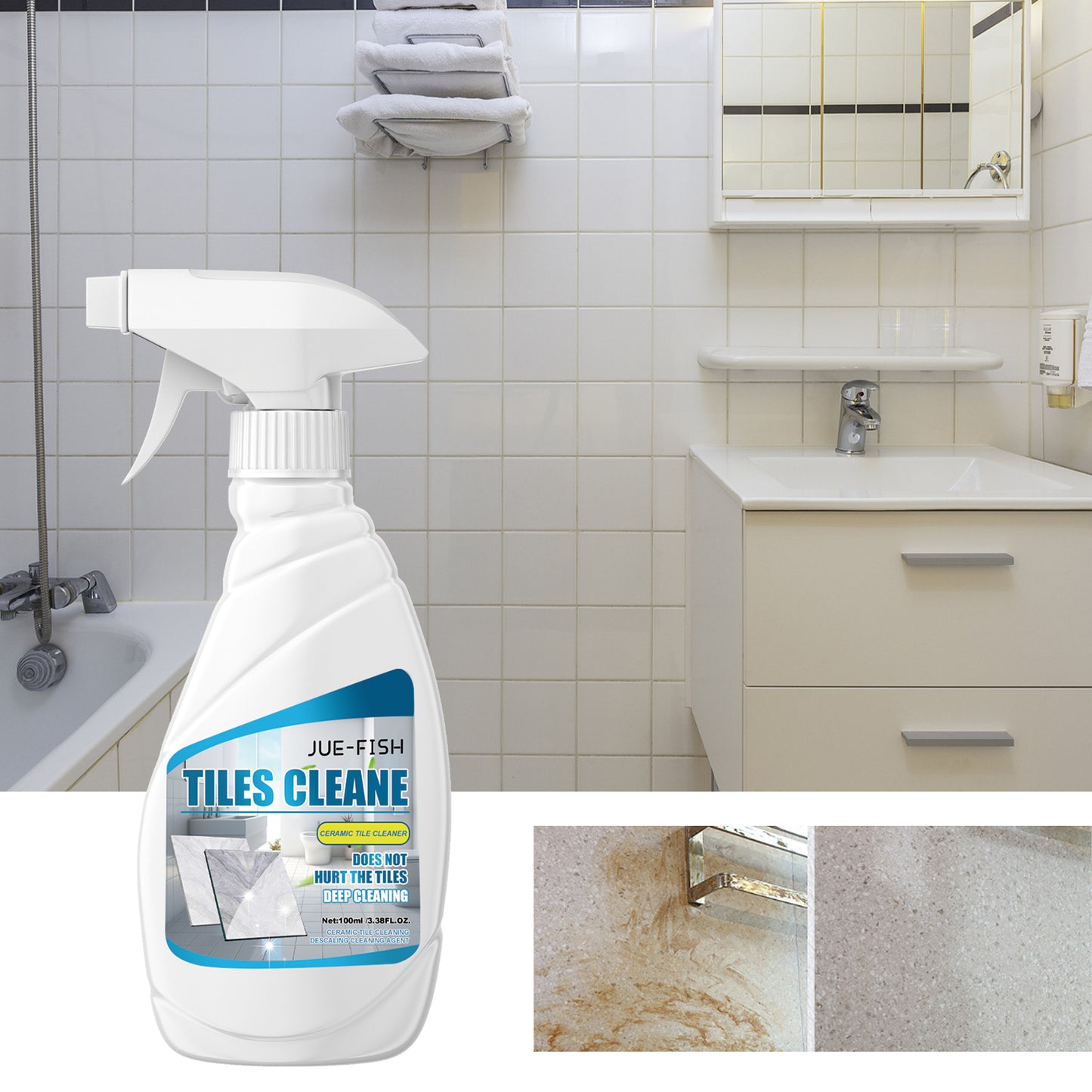 Jue-Fish tile cleaner bathroom tile floor marble bright strong stain removers
