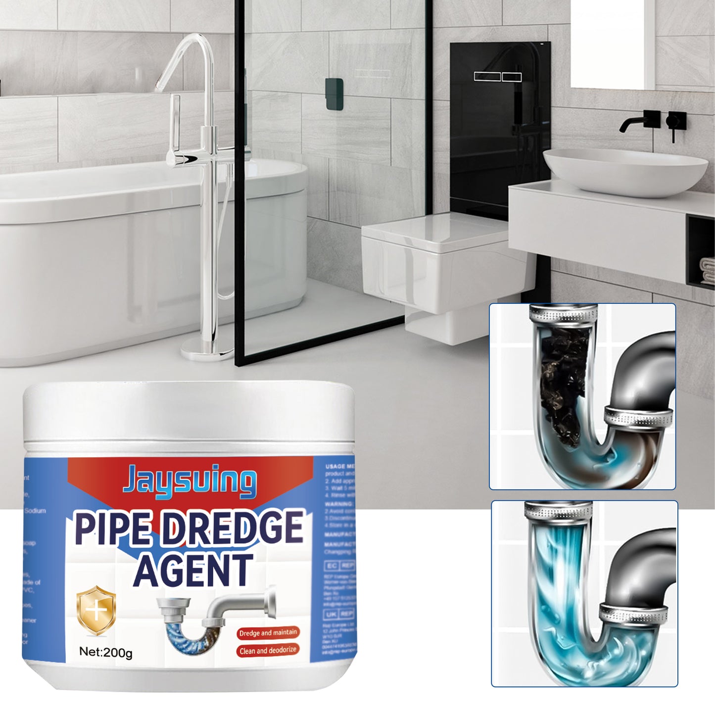 jaysuing pipe dredging agent kitchen toilet drainage pipe blockage cleaning stains deodorant dredging agent