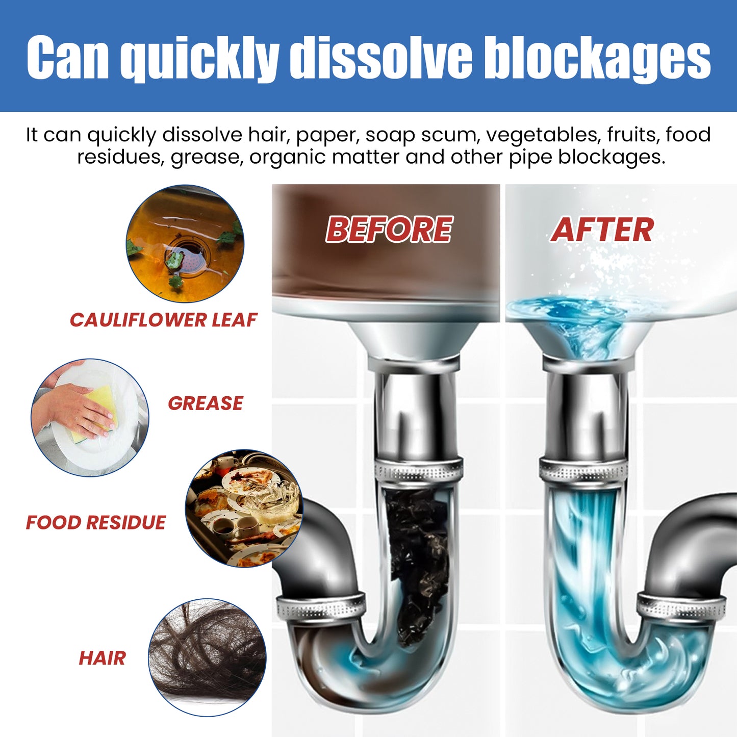 jaysuing pipe dredging agent kitchen toilet drainage pipe blockage cleaning stains deodorant dredging agent