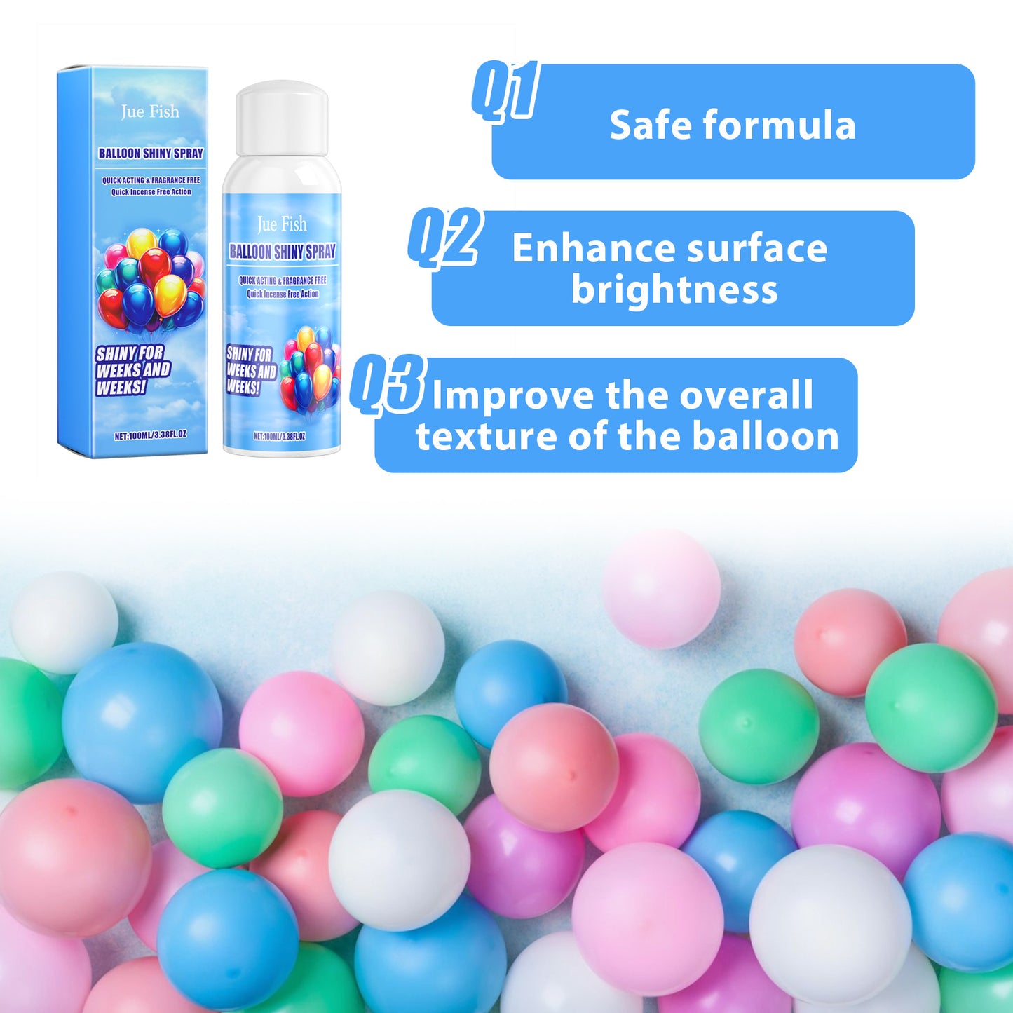 Jue-Fish Aerosol Balloon Shining Spray Anti-oxidation Maintain Balloon Surface Brightness Scene Decoration Supplies