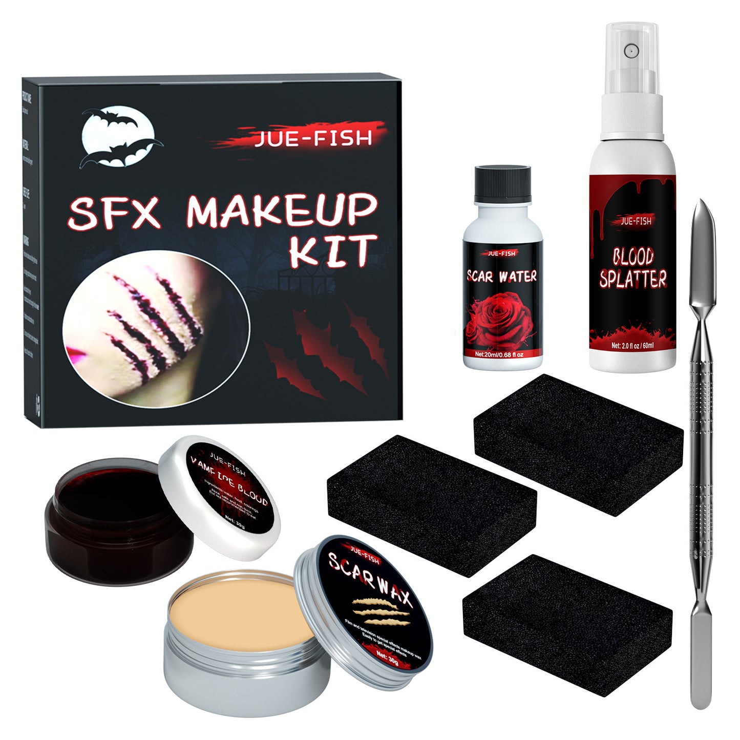 Jue-Fish Halloween Makeup Bag Simulation Plasma Skin Wax Shaping Scar Water Wound Makeup Halloween Makeup Bag