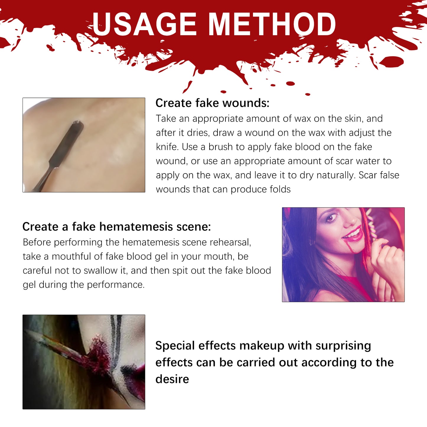 Jue-Fish Halloween Makeup Bag Simulation Plasma Skin Wax Shaping Scar Water Wound Makeup Halloween Makeup Bag