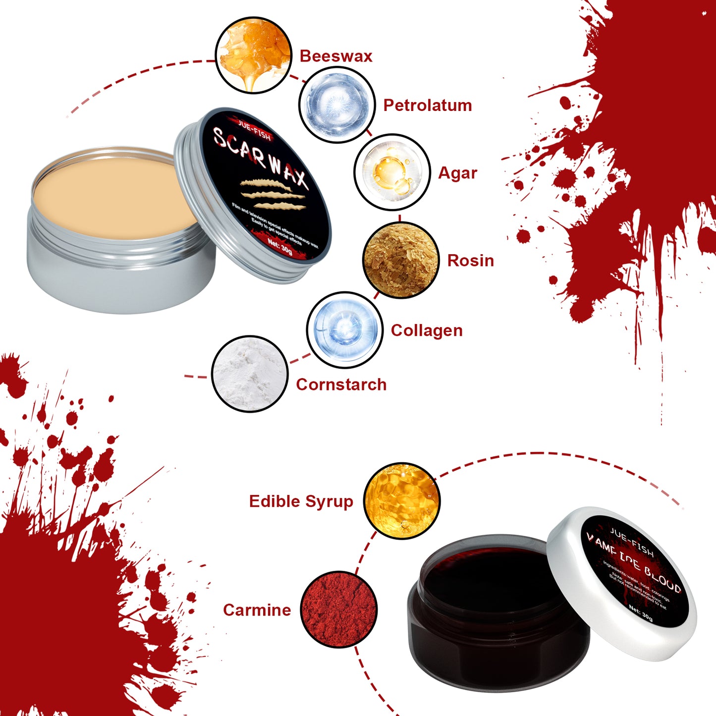 Jue-Fish Halloween Makeup Bag Simulation Plasma Skin Wax Shaping Scar Water Wound Makeup Halloween Makeup Bag