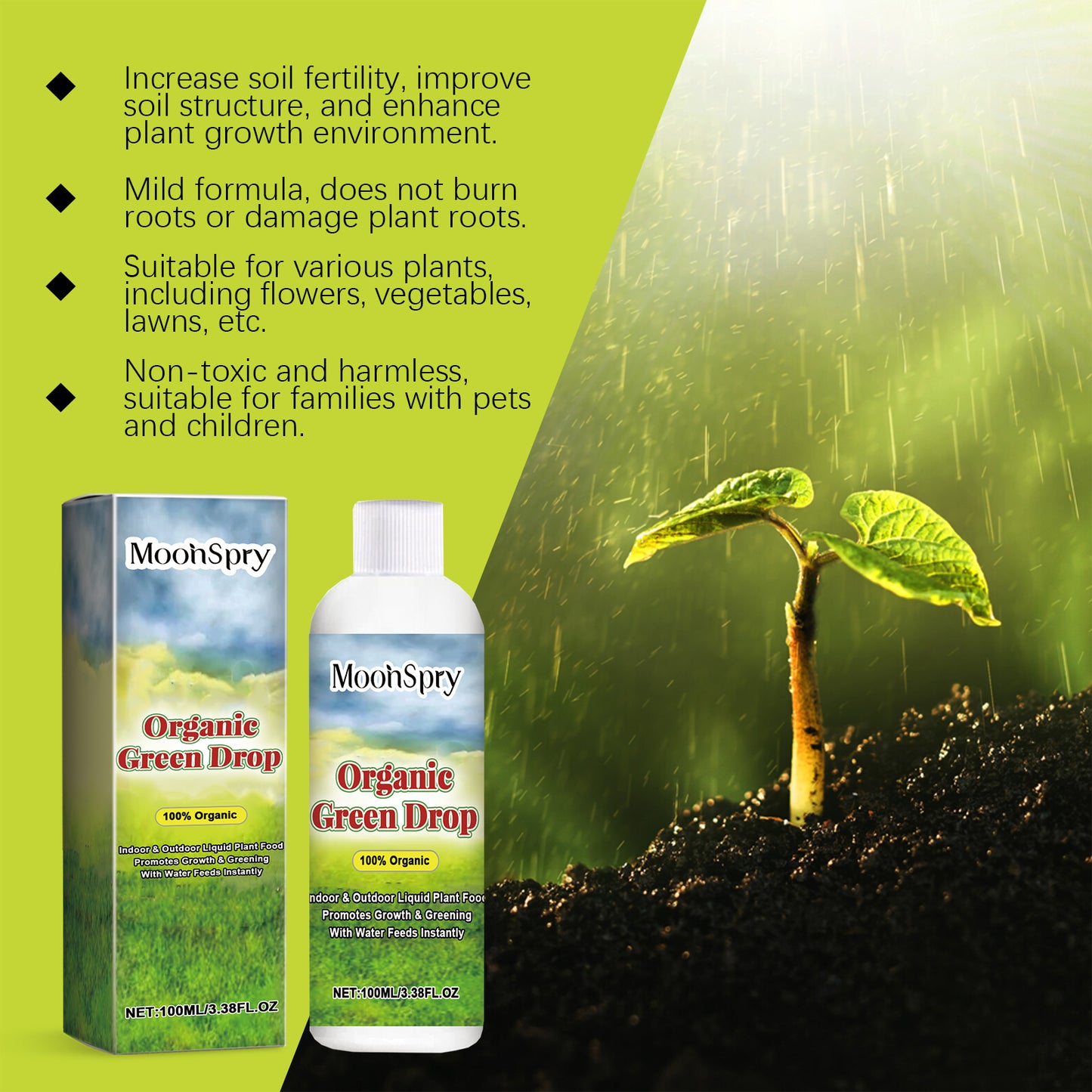 MoonSpry Plant Growth Solution Potted Green Leaf Lawn Flower Plant Hair Root Supplemental Fertilizer Nutrient Solution