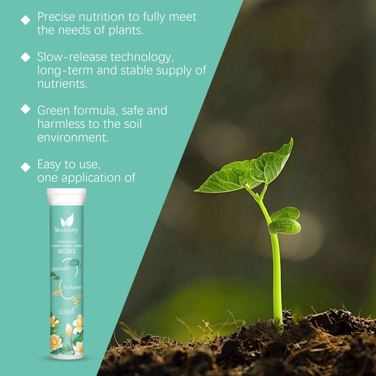 MoonSpry General Slow Release Green Tablet Fertilizer to Promote Plant Growth Horticultural Organic Compound Fertilizer Tablets