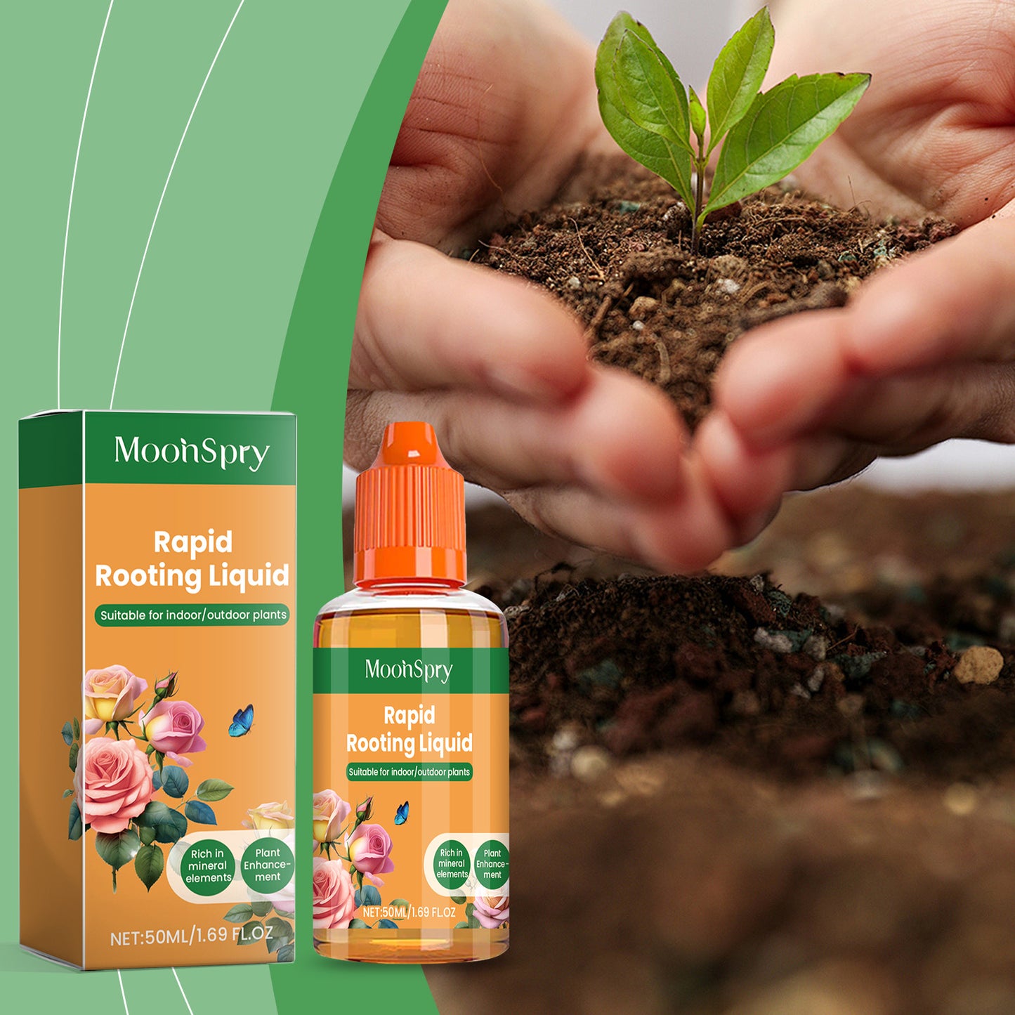 MoonSpry plant nutrient solution flower potted lawn green leafy lawn universal root growth plant nutrition