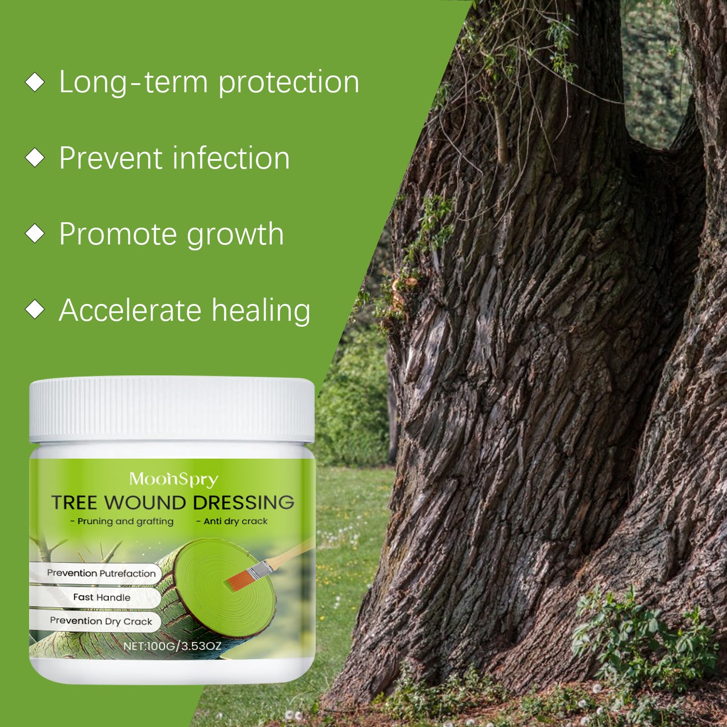 MoonSpry tree wound healing agent fruit tree bonsai branch pruning stump grafting incision healing agent