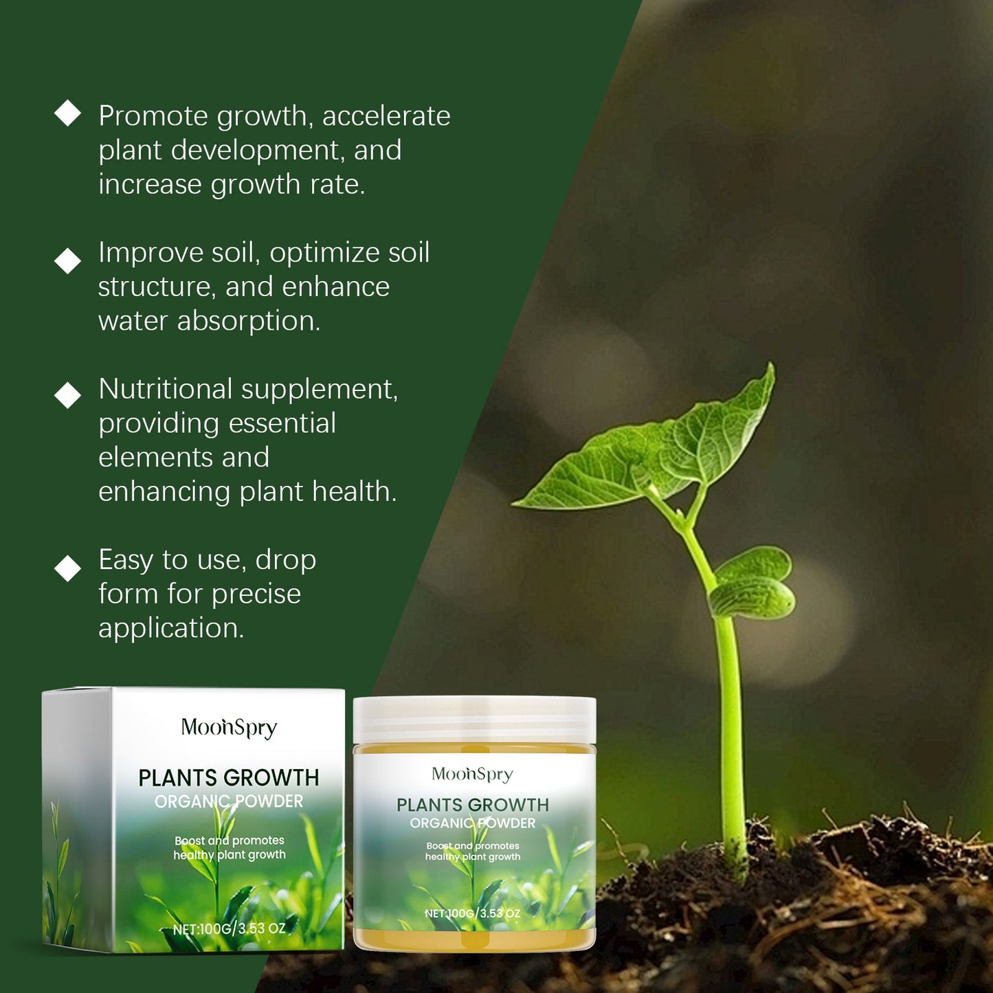 MoonSpry plant growth nutrient powder plant growth nutrient supplement soil conditioning plant nutrient agent