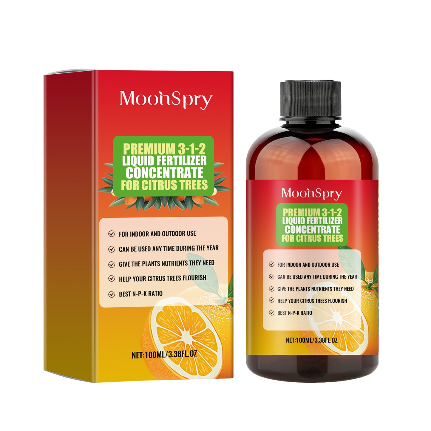 MoonSpry citrus tree plant fertilizer orange fruit tree plant rooting green leaf beautiful fruit growth nutrient solution