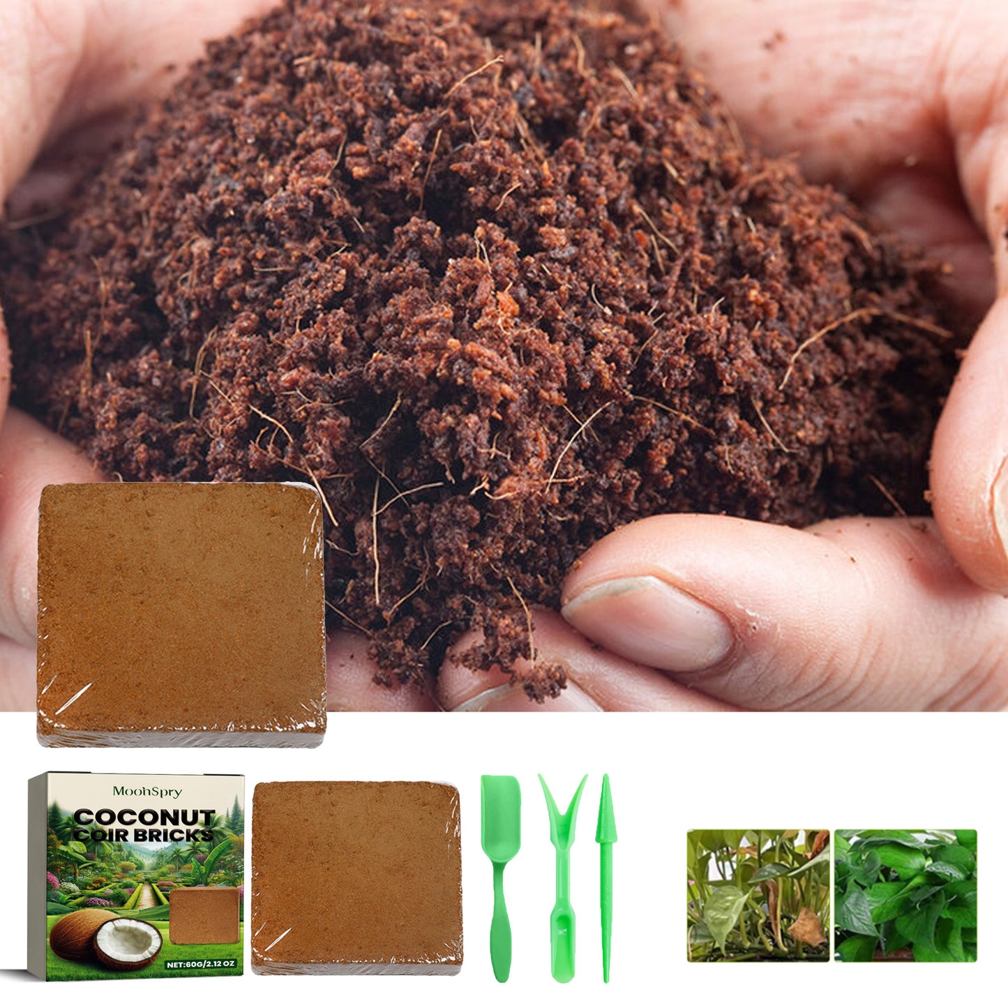 MoonSpry plant coir fiber brick suit plant cultivation growth nutrition soil potted grass flower fertilizer