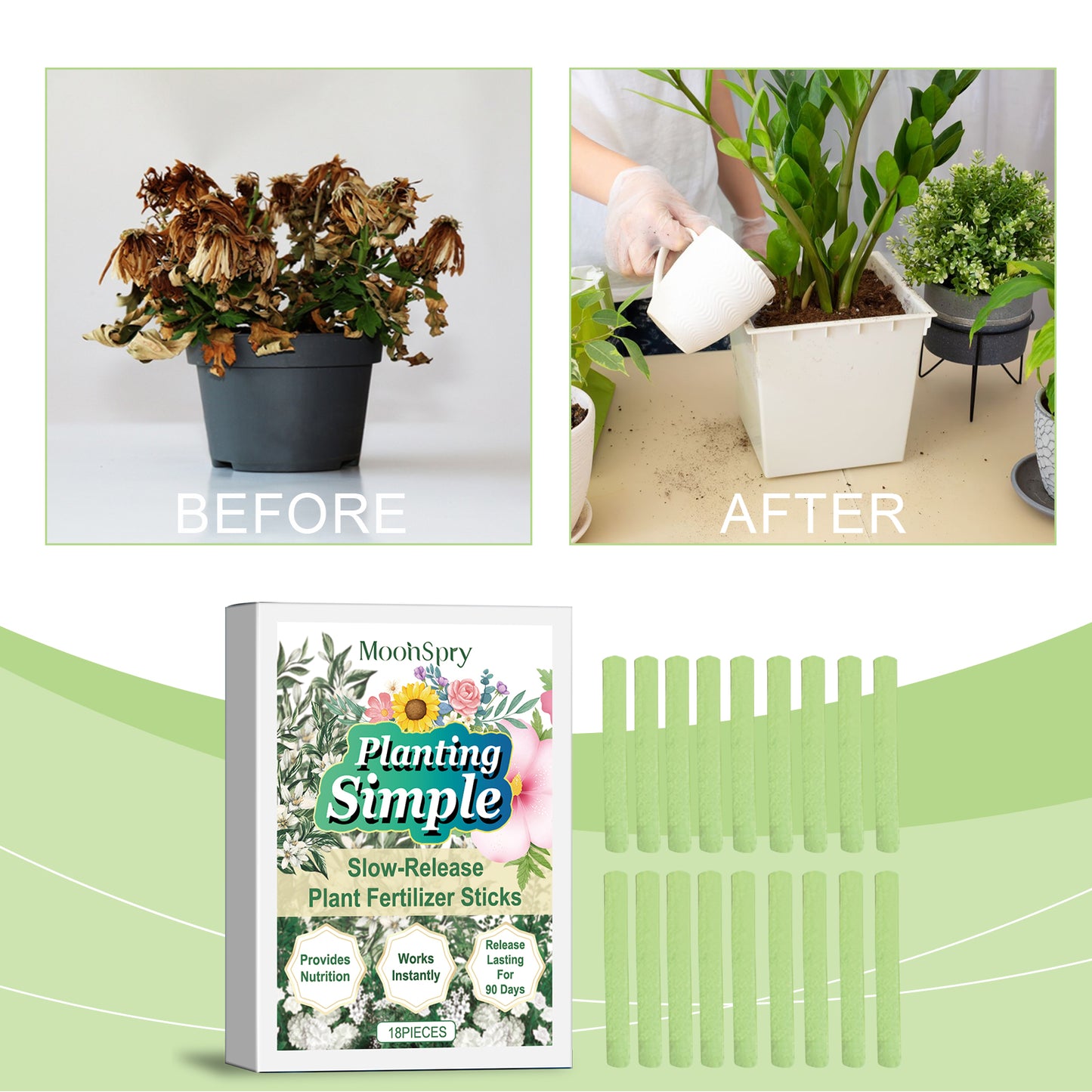 MoonSpry Plant Nutrition Bar Household Flower Green Plant Potted Growth Cultivation Plant Slow Release Nutrient