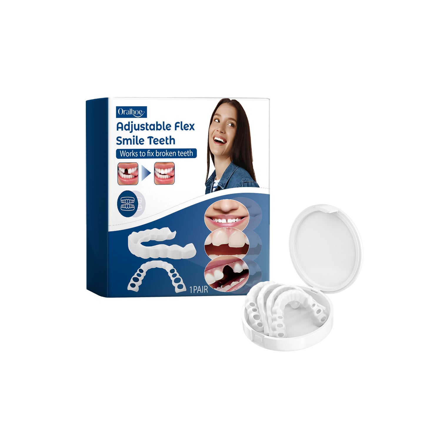Oralhoe adjustable snap-on denture simulation braces denture temporary filling teeth correction teeth care