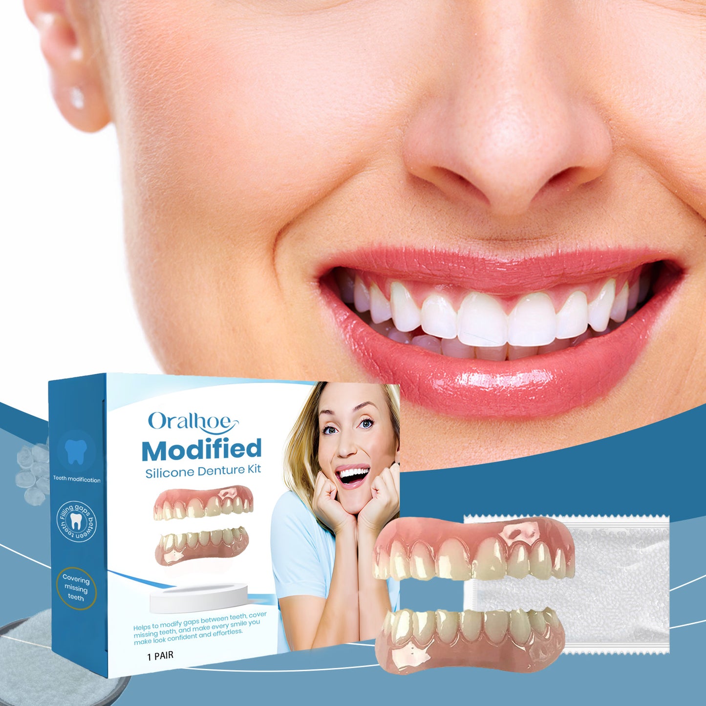 Oralhoe modified teeth denture sets beautiful teeth denture modified teeth interdental correction teeth denture sets