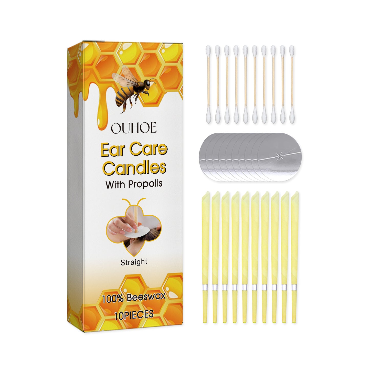 OUHOE Ear Candle Set for Comfort, Gentle Cleaning, Nourishing Care, Honey Beeswax Ear Candle Set