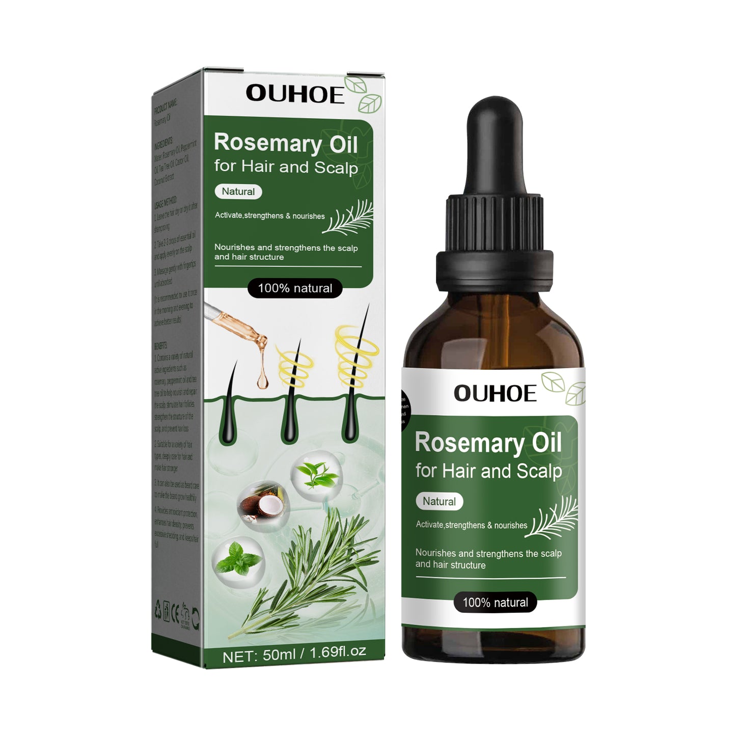 OUHOE Hair Care Rosemary Oil Anti-hair-loss Nourishing Strong Hair Care Essential Oil