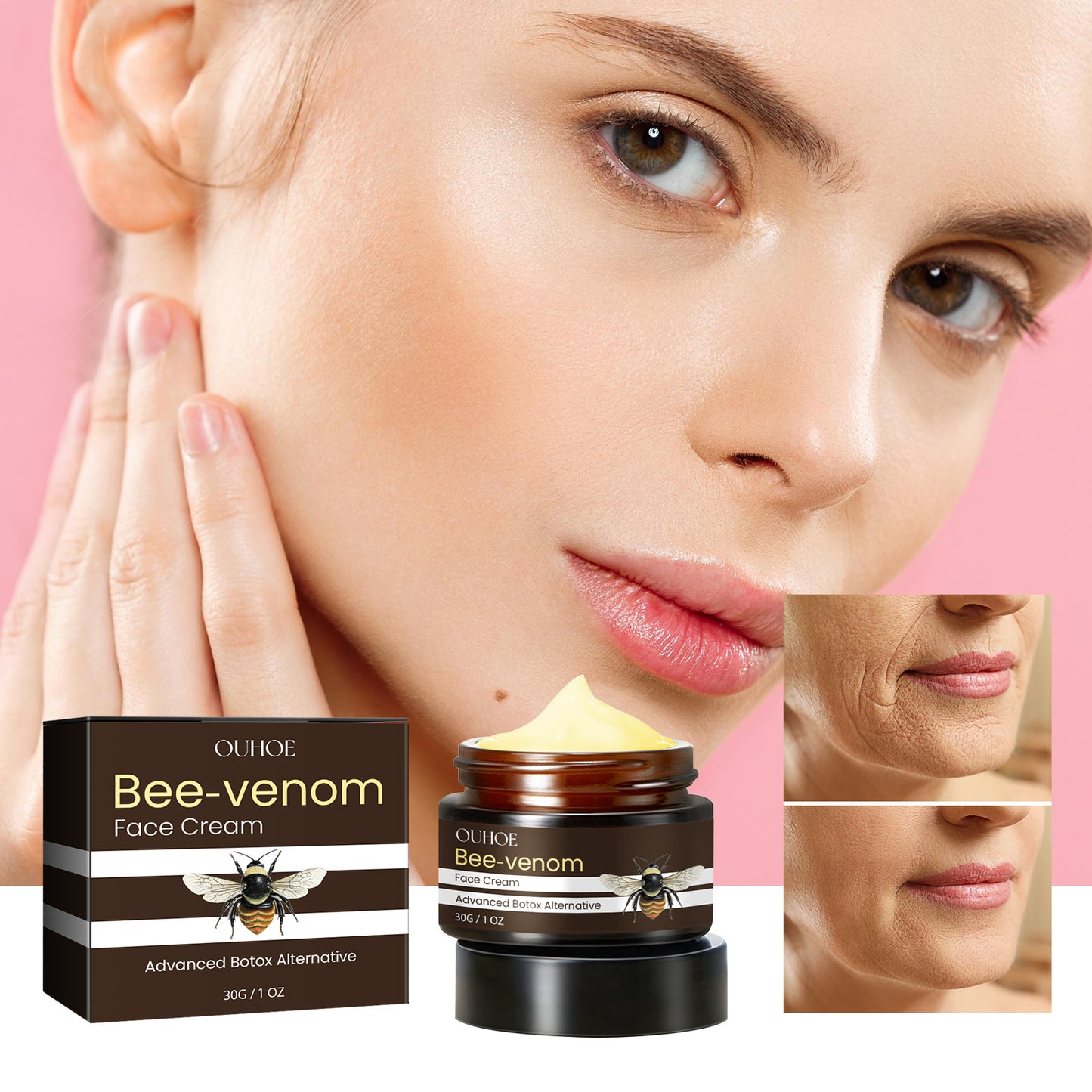 OUHOE Bee Venom Firming Cream Gentle Moisturizing and Hydrating Nourishing Firming and Care Skin Rejuvenating Cream