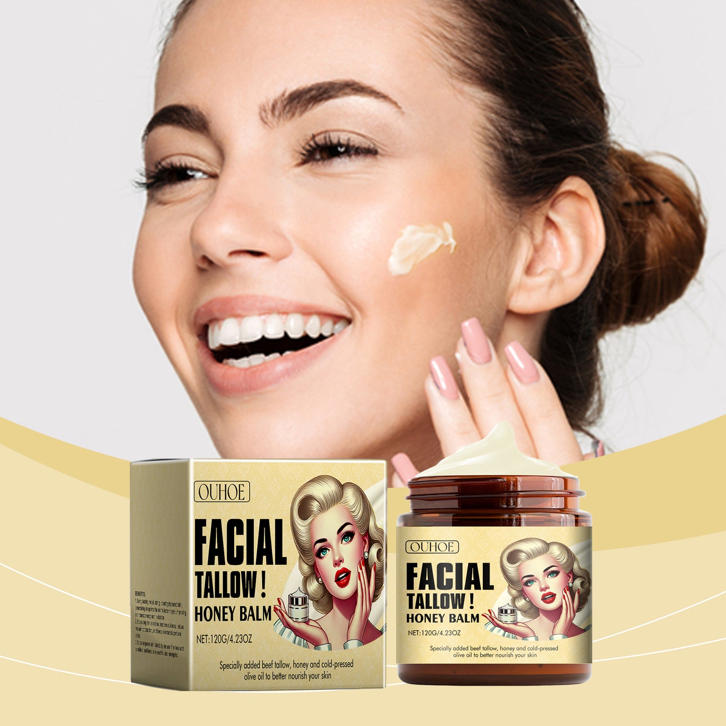 OUHOE Tallow Honey Moisturizing Cream Body Deep Moisturizing Hydrating Moisturizing Maintaining Skin Elasticity Moisturizing Cream