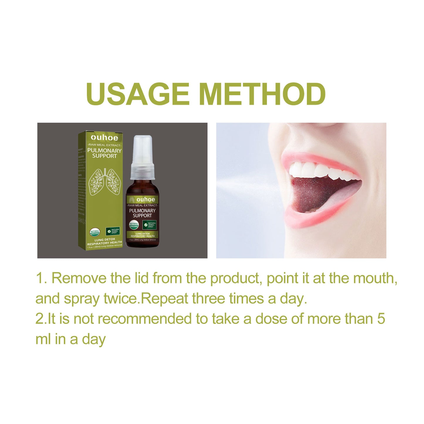 OUHOE Herbal Care Spray to relieve expectoration and dry itchy throat breath refreshing body care oral spray