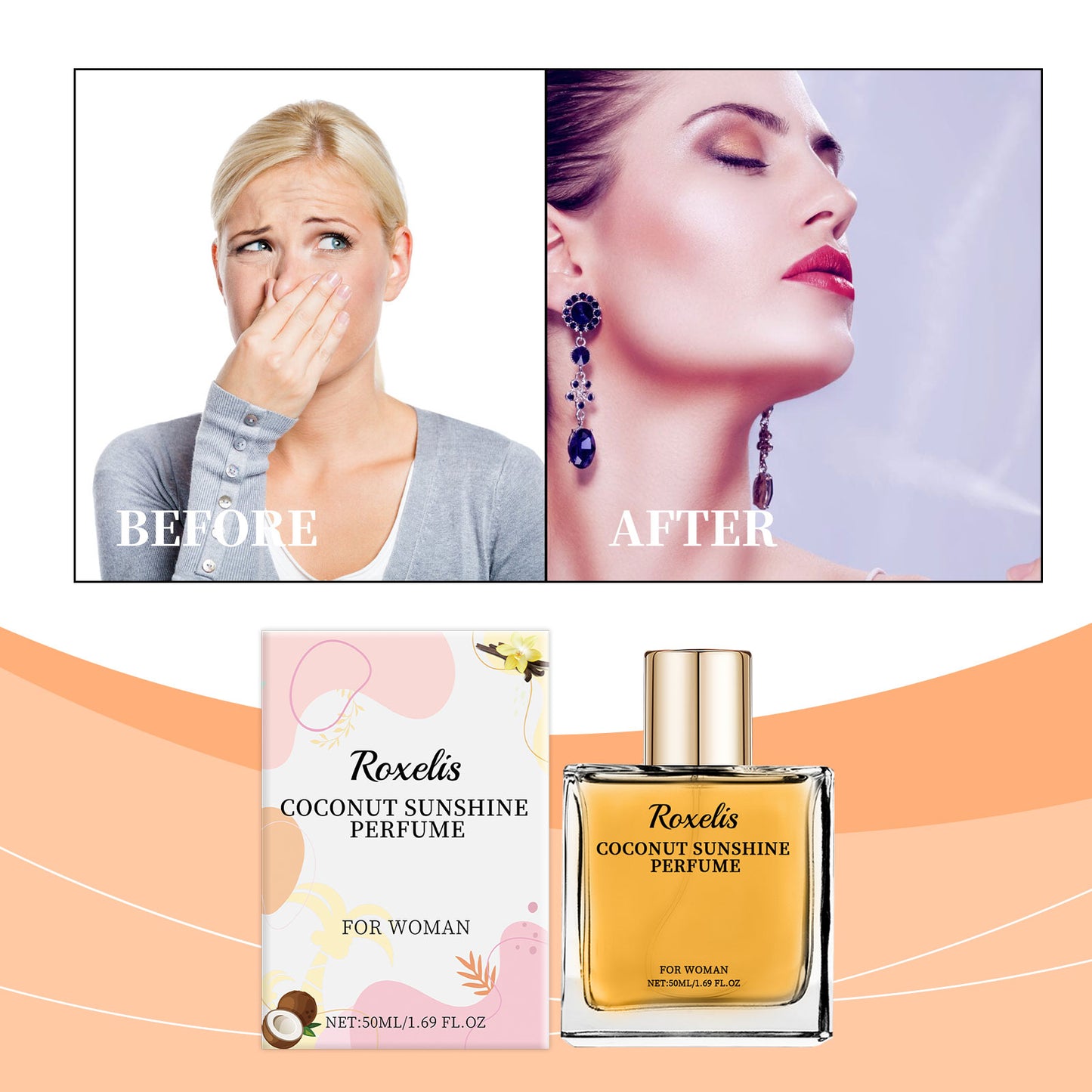 Roxelis Light Fragrance Grass Coconut Perfume Fresh Light Fragrance Lasting Light Elegant Charming Women Fragrance Convenient Perfume