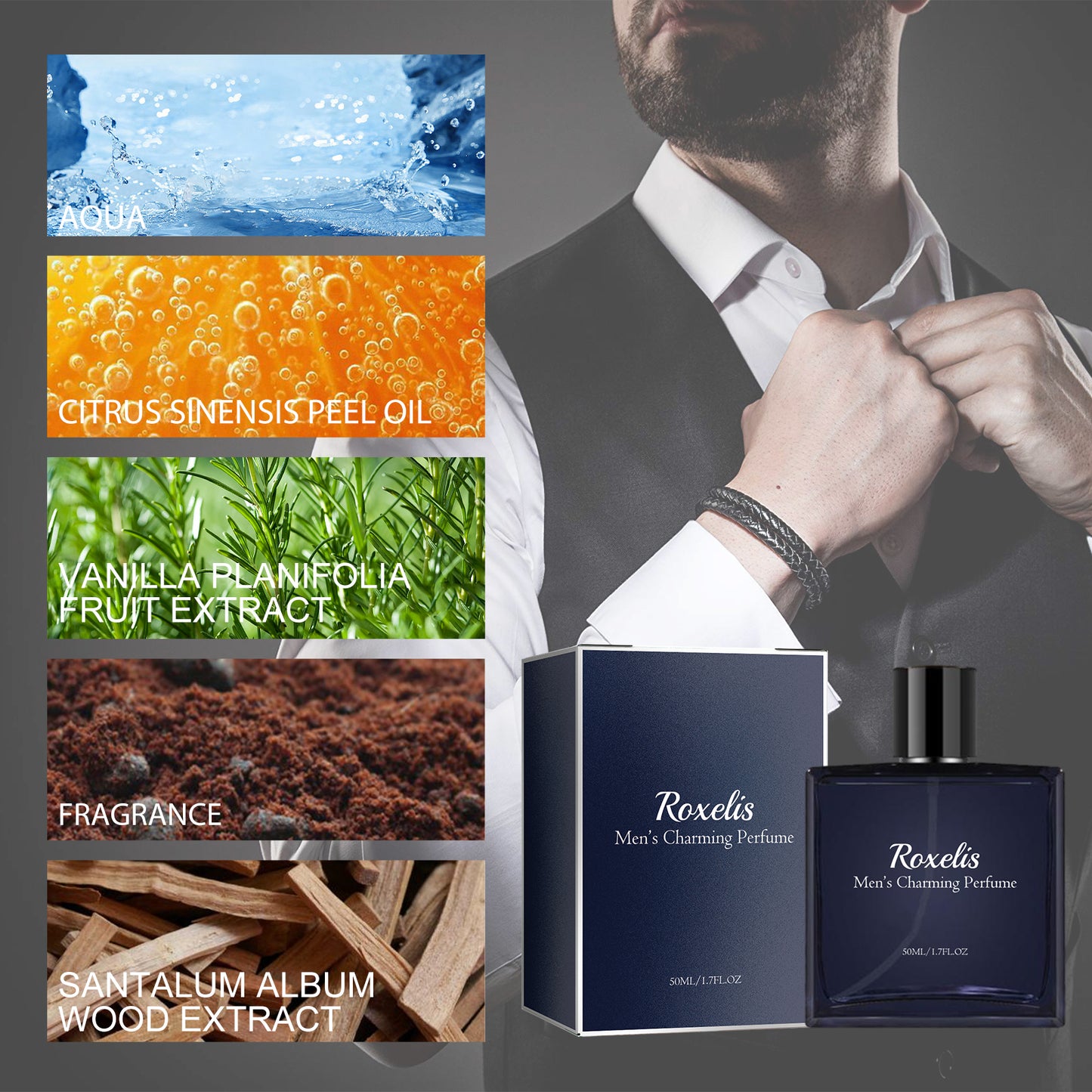 Roxelis men's charm perfume fragrance natural fresh charm release lasting fragrance lovers dating atmosphere perfume
